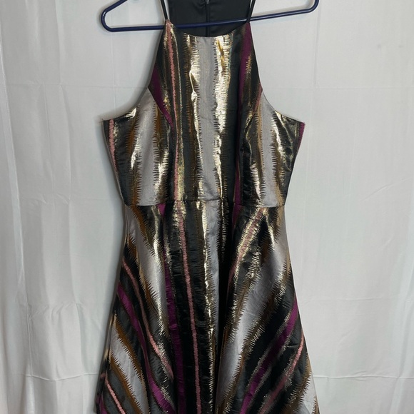Belle Badgley Mischka Dress Women’s Size 12 Sleeveless Dress Shiny Metallic 5669 - Picture 1 of 11